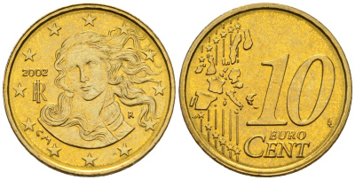 Италия 10 евроцентов 2002 KM 213 нордик UNC 4147-751