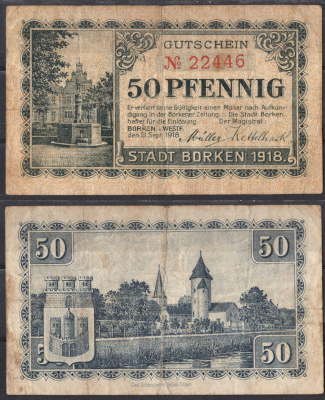 Германия 50 пфеннингов 1918 DeNG 5 B77 бумага 2192-59-1-2