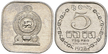 Шри-Ланка 5 центов 1978 KM 139a алюминий 4136-632