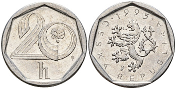 Словакия 20 геллеров 1995 b' KM 2.1 алюминий 4152-866