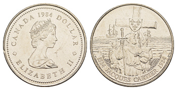 Канада 1 доллар 1984 450 лет с момента открытия Гаспе KM 141 никель 4634-414