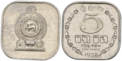Шри-Ланка 5 центов 1978 KM 139a алюминий 4136-632
