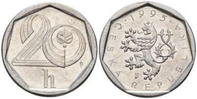 Словакия 20 геллеров 1995 b' KM 2.1 алюминий 4152-866