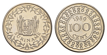 Суринам 100 центов 1989 KM 23 медно-никель UNC 4148-844