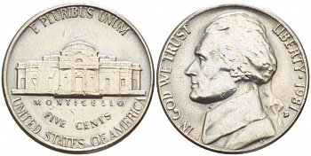 США 5 ЦЕНТОВ 1981 D, ДЖЕФФЕРСОН KM А192 медно-никель 4546-1154