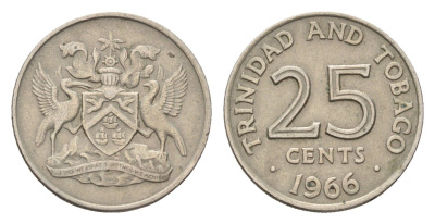 Тринидад и Тобаго 25 центов 1966 KM 4 медно-никель 4679-638