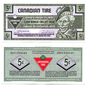 КАНАДА TIRE MONEY 5 ЦЕНТОВ ND CASH BONUS BILLET BONI БЕЗ ЛИСТКА бумага 7146-50-1-1