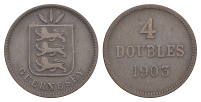 Гернси 4 дабл (дубль) 1903 KM 5 бронза 4654-633