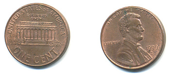 США 1 цент 1999 D, Авраам Линкольн KM 201b цинк плакированный медью 86-348