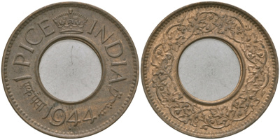 Британская Индия 1 пайс 1944 Георг VI (1936-1952) KM 533 бронза 33-1057