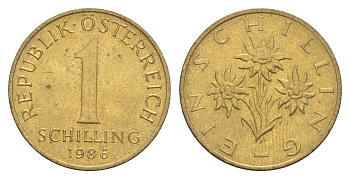 Австрия 1 шиллинг 1986 KM 2886 алюминиевая бронза UNC 4561-1151