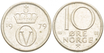 НОРВЕГИЯ 10 ЭРЕ 1979 КМ 416 медно-никель 3955-246