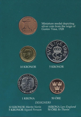 ШВЕЦИЯ НАБОР ИЗ 4 МОНЕТ 1996 04-062-248