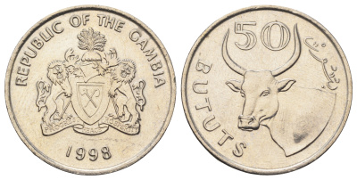 Гамбия 50 бутутов 1998 год-тип KM 58 медно-никель UNC 65-217