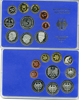 ФРГ государственный набор из 10 монет 1985 G    PROOF  3-5-3-16