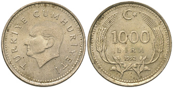 Турция 1000 лир 1992 Кемаль Ататюрк KM 97 медь цинк никель 4605-131