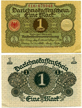 ГЕРМАНИЯ 1 МАРКА 1920 1 МАРТА 1920, ВЕЙМАРСКАЯ РЕСПУБЛИКА Pick 58 бумага аUNC 7146-27-2-1