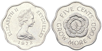 Сейшельские острова 5 центов 1972 FAO, цветок, Елизавета II KM 18 алюминий UNC 4611-416