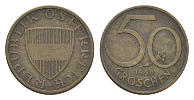Австрия 50 грошей 1960 KM 2885 алюминиевая бронза 4669-718