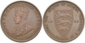 Джерси 1/24 шиллинга 1923 Георг V (1910-1936) KM 11 бронза 3996-823