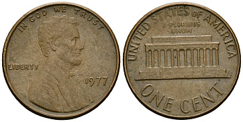 США 1 цент 1977 Линкольн KM 201 медь цинк 4136-149