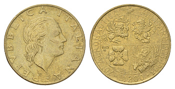 Италия 200 лир 1993 70 лет военной авиации KM 155 алюминиевая бронза 186-1133