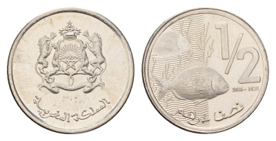 Марокко 1/2 дирхама 2016 Y 138 сталь плакированная никелем UNC 4594-318