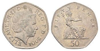 Великобритания 50 пенсов 2004 Елизавета II (1952-2022) KM 991, Spink 4610 (H8) медно-никель 4695-722
