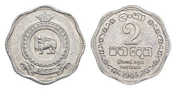 Цейлон 2 цента 1963 KM 128 алюминий UNC 4651-461