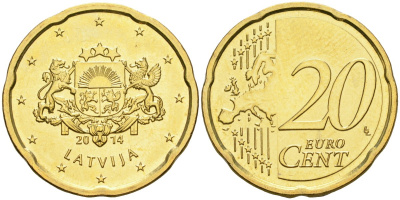 Латвия 20 евроцентов 2014 KM 154 нордик UNC 4364-1516