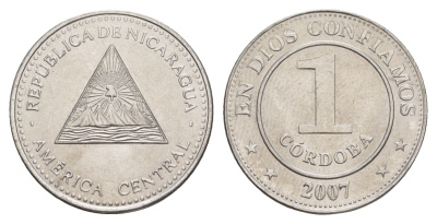 Никарагуа 1 кордоба 2007 KM 101 сталь плакированная никелем UNC 4641-414