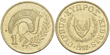 Кипр 1 цент 1992 KM 53.3 никель латунь 4174-1139
