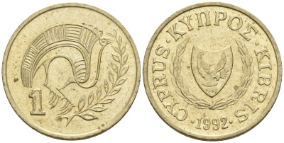 Кипр 1 цент 1992 KM 53.3 никель латунь 4174-1139