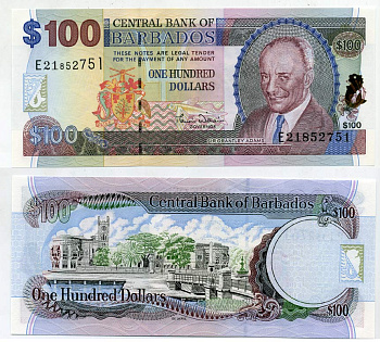 БАРБАДОС 100 ДОЛЛАРОВ 2000 СЭР ГРАНТЛЕЙ ГЕРБЕРТ АДАМС Pick 65 бумага UNC (ПРЕСС) 000-000-00