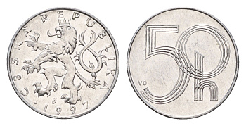 Чехия 50 геллеров 1997 KM 3 алюминий UNC 4674-662