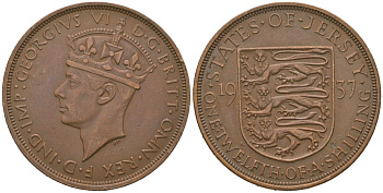 Джерси 1/12 шиллинга 1937 Георг VI (1936-1952) KM 18 бронза aUNC 4619-645