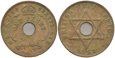 Британская Западная Африка 1 пенни 1952 Георг VI (1936-1952) KM 30a бронза 4149-936