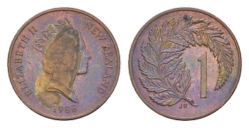 Новая Зеландия 1 цент 1986 Елизавета II (1952-2022) KM 58 бронза 4651-767