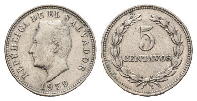 Сальвадор 5 сентаво 1959 KM 134 медно-никель 4116-153