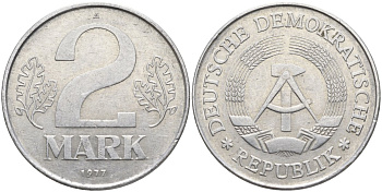 ГДР 2 марки 1977 A KM 48 алюминий 4139-114