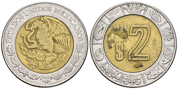Мексика 2 песо 1998 KM 604 биметалл 259-114