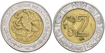 Мексика 2 песо 1998 KM 604 биметалл 259-114