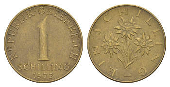 Австрия 1 шиллинг 1973 KM 2886 алюминиевая бронза 4561-456