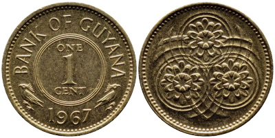 Гайана 1 цент 1967 Республика KM 31 никель латунь 57-1123