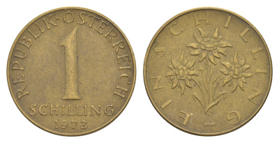Австрия 1 шиллинг 1973 KM 2886 алюминиевая бронза 4561-456