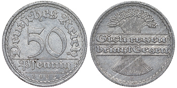 Германия 50 пфеннигов 1922 G KM 27, J. 301 алюминий 4145-1157