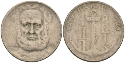 Бразилия 100 рейс 1938 Маркиз Тамандаре KM 536 медно-никель 4115-637