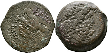 Египет, Государство Птолемеев гемидрахма 180-145 до н.э. Птолемей VI Филометор, голова Зевса/два орла, Александрия, вес 21,8 гр Svoronos 1424 медь 1073-1-7-5