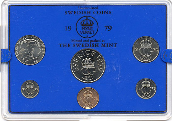 Швеция набор монетного двора из 6 монет 1979 в пластике Карл XVI Густав (1973- ) KM MS11 UNC 4-3-6-108