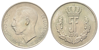 Люксембург 5 франков 1971 Великий герцог Жан (1964-2000) KM 56 медно-никель UNC 4642-132
